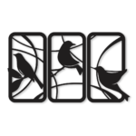 3 Birds Panel Wooden Wall Art