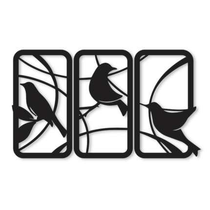 3 Birds Panel Wooden Wall Art