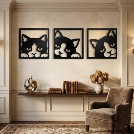 Set of 3 Cat Wall Decor